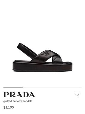 Prada Black Leather Quilted Flatform Platform Sandals (Includes Prada Shoe Bags)